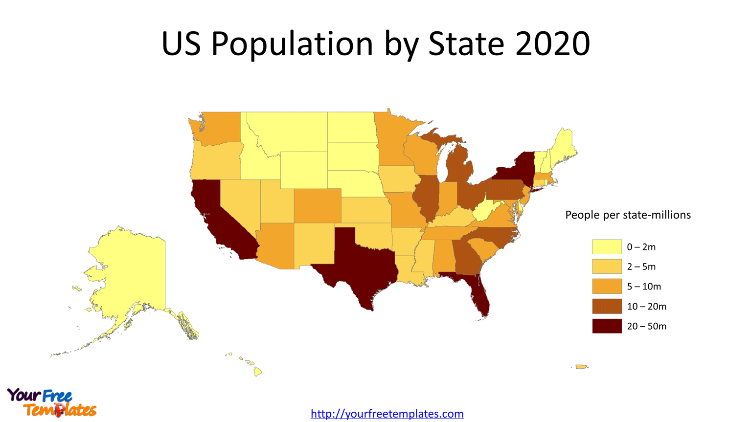 2020 US Population Density Map Free PowerPoint Template