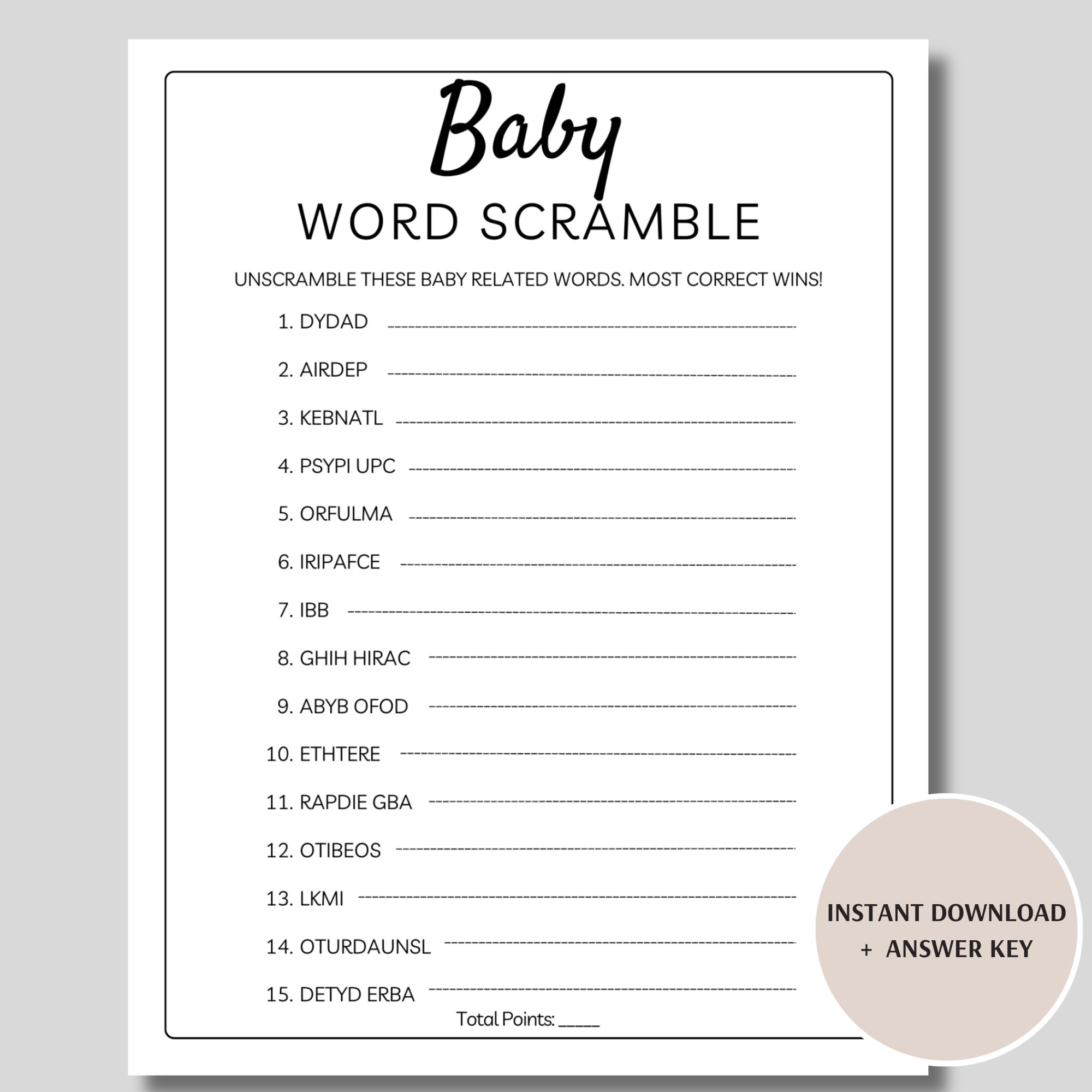 30 Boho Floral Baby Shower Games With 1 Answer Card 5 X7 Word Scramble Game Boho Floral Baby Gender Reveal Party Games Boho Theme Gender Neutral Party Favors And