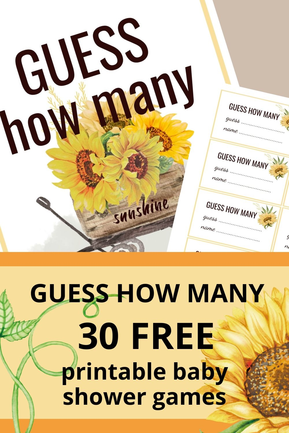 30 Free Printable Sunflower Baby Shower Games