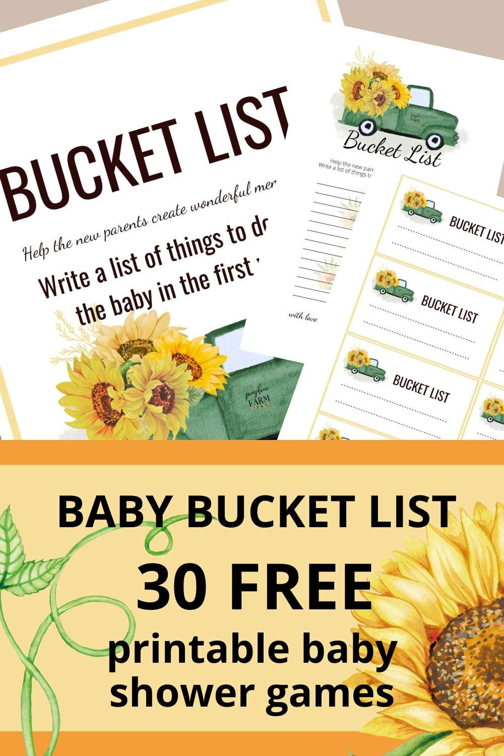 30 Free Printable Sunflower Baby Shower Games
