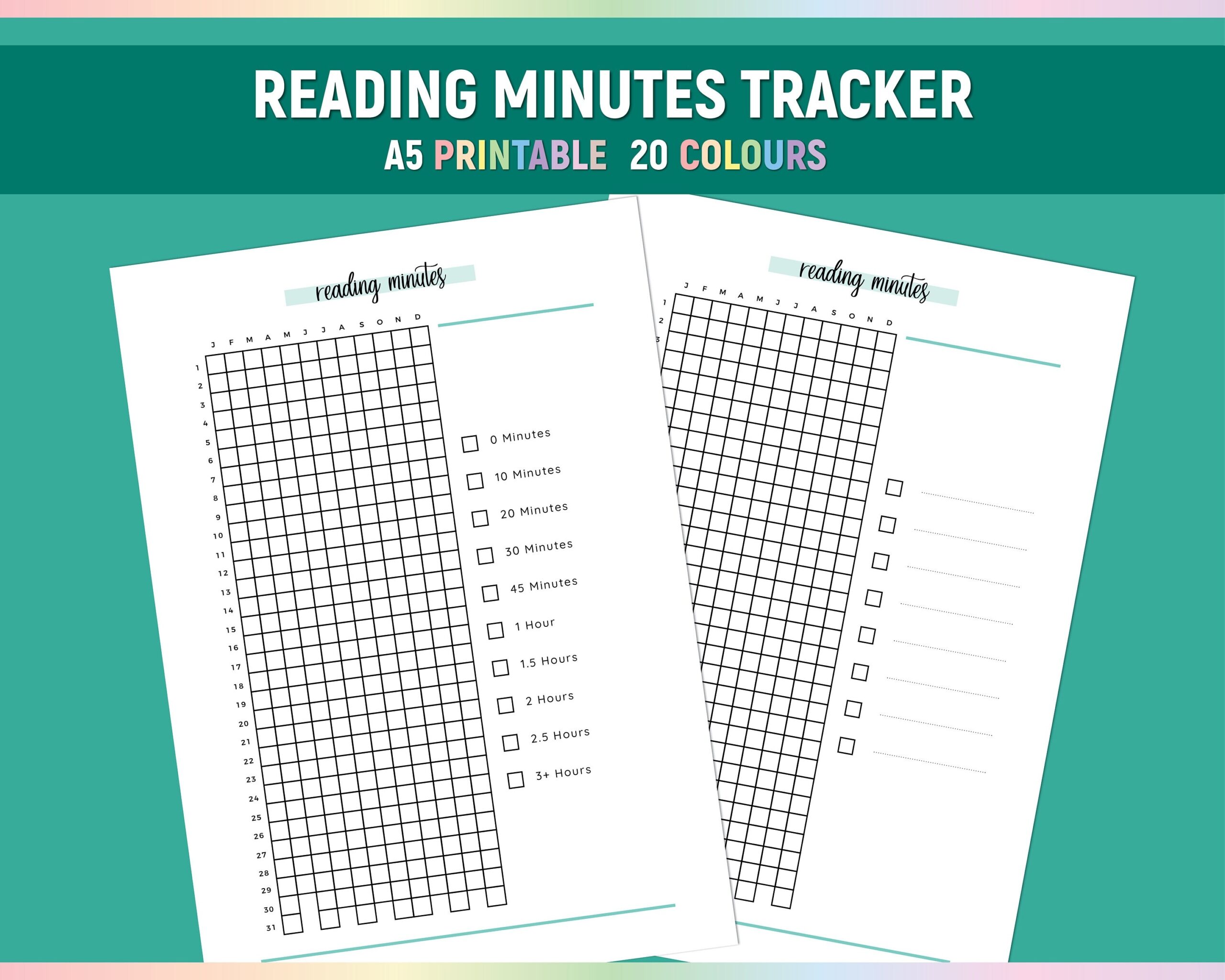 A5 Reading Minutes Tracker Printable Reading Habit Journal Simple Daily Reading Chart Daily Reading Minutes Log PDF Daily Tracker Etsy Hong Kong