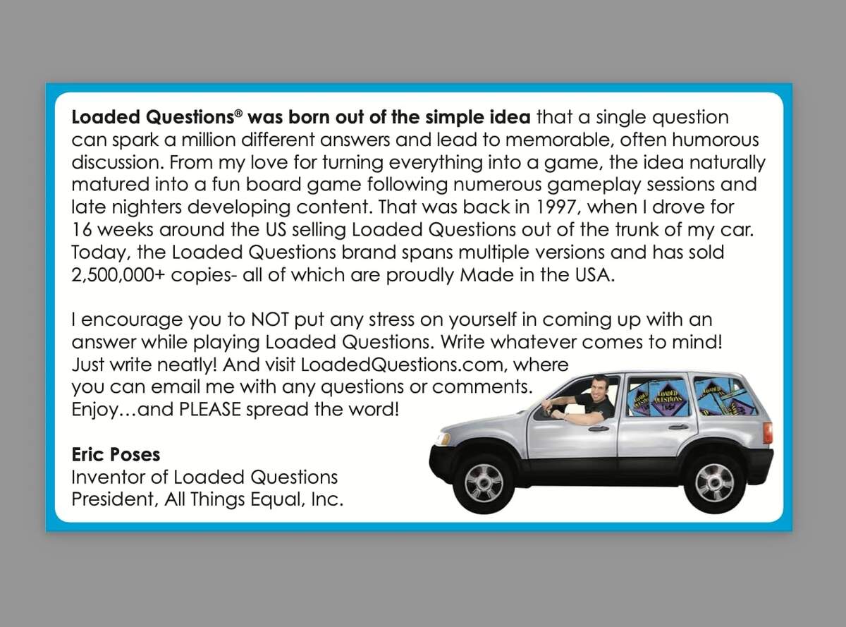 Amazon Loaded Questions Junior The Kids Version Of The Classic Game Of Who Said What Features 200 Creative Thought Provoking Questions 30 Minutes Of Fun Gameplay For 4 6 Players Ages