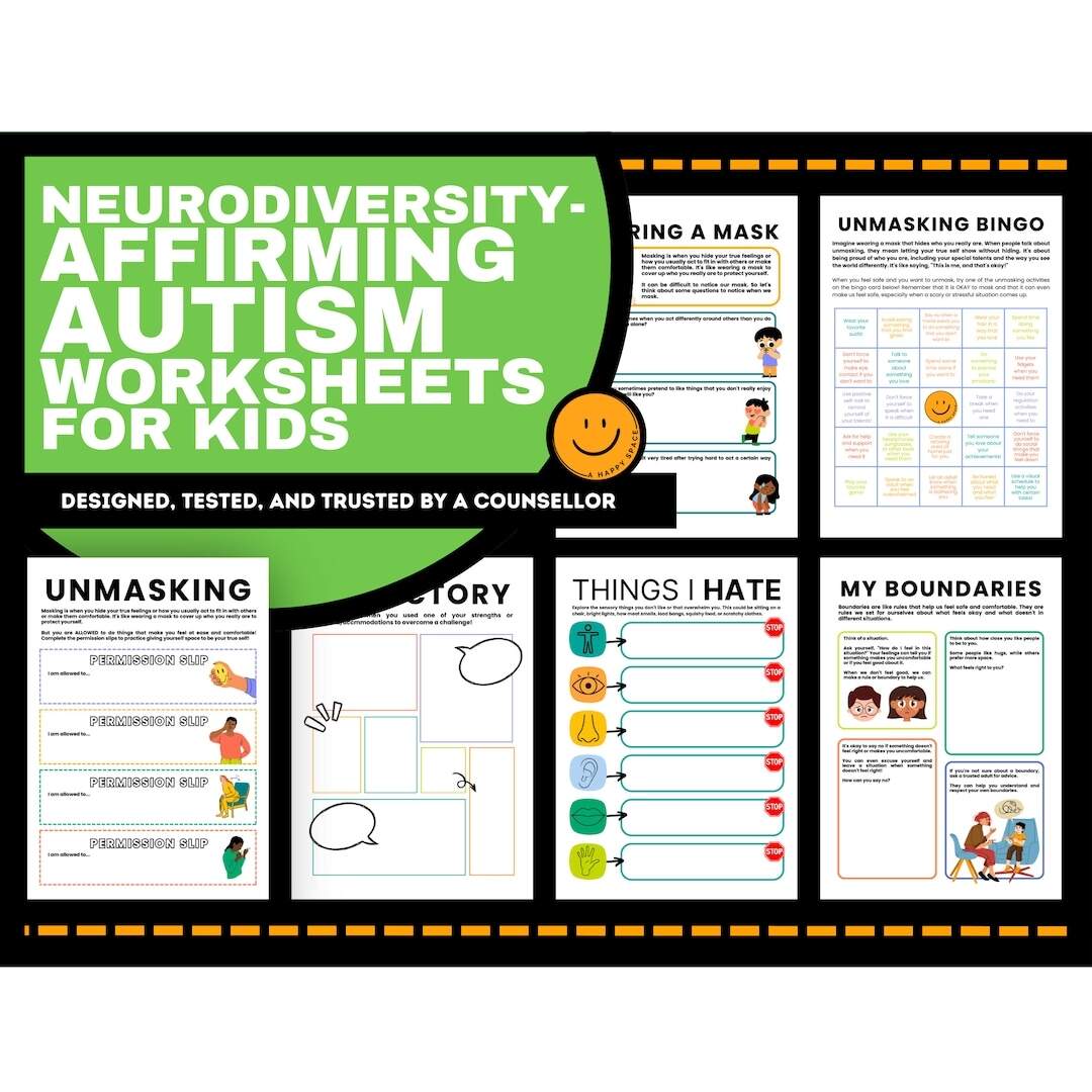 Autism Worksheets ASD Kids Workbook Autistic Children Unmasking Special Interests Sensory Spectrum Regulation Neurodivergent NDA Boundaries Etsy