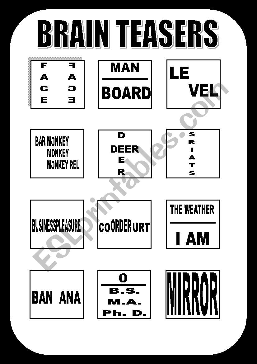 Brain Teasers ESL Worksheet By Marlon Arana Worksheets Library