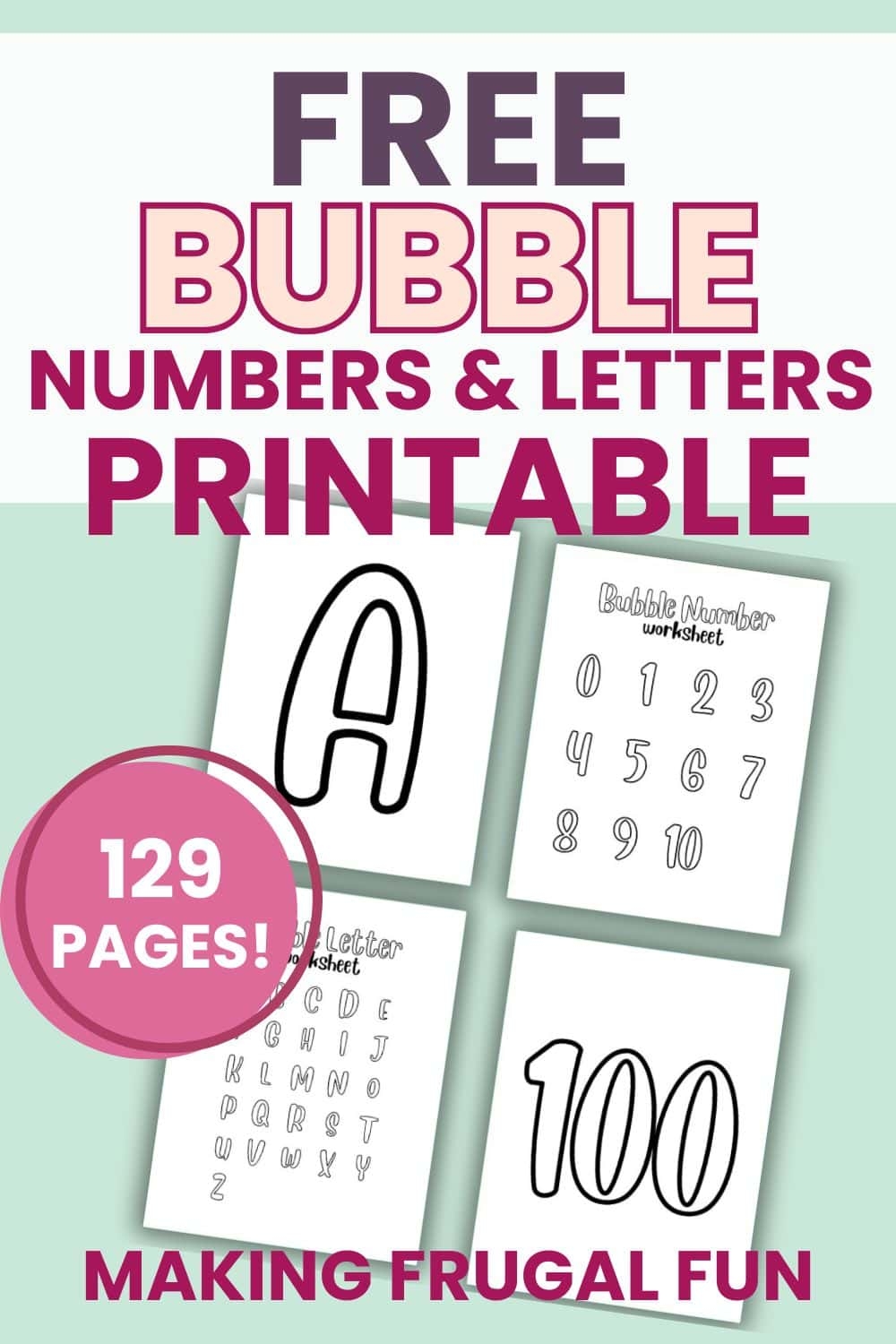 Free Printable Bubble Numbers 0 100 And Letters A Z Making Frugal FUN Set Of Free Printable Cursive Numbers 1 20