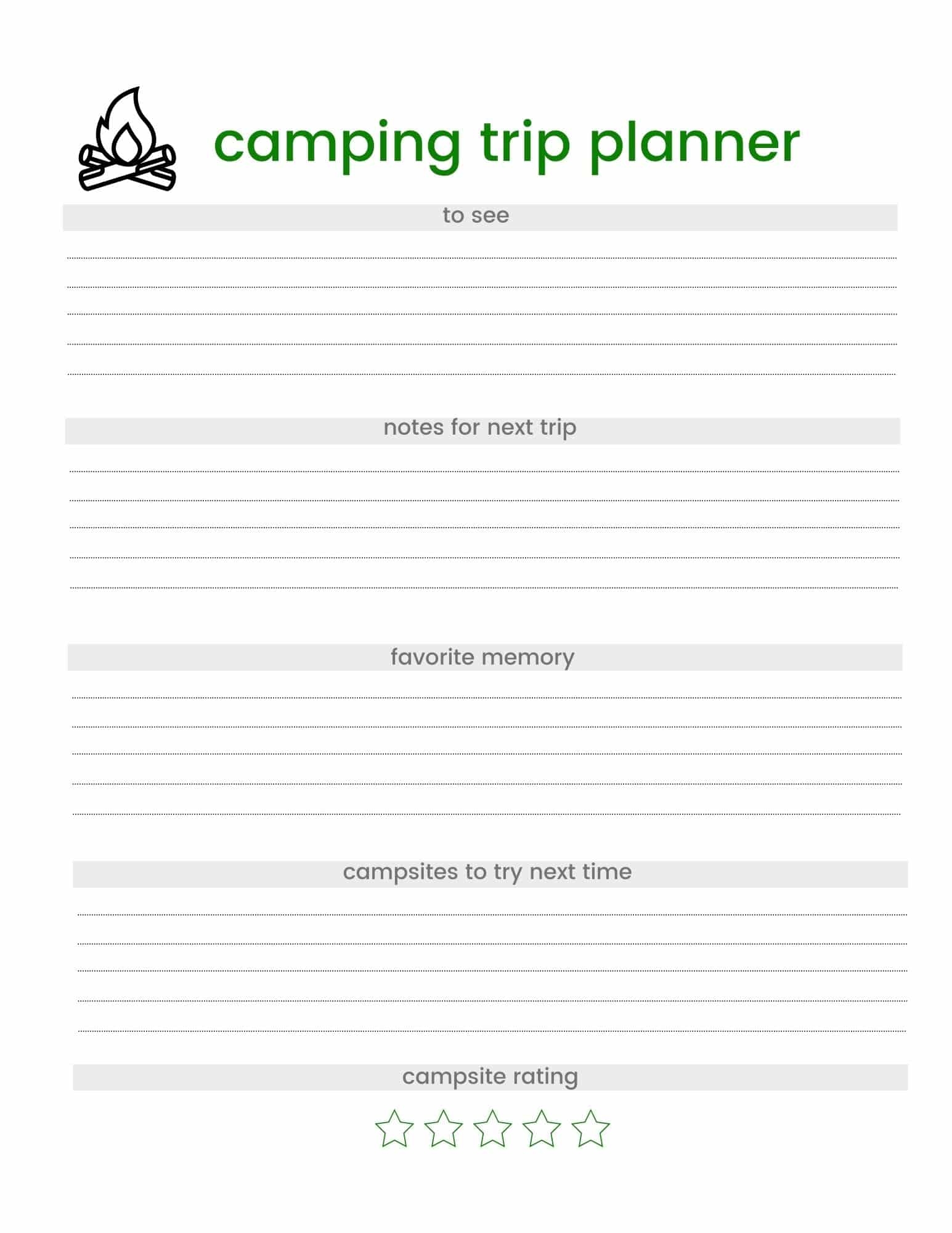 FREE Printable Camping Planner This Big Adventure