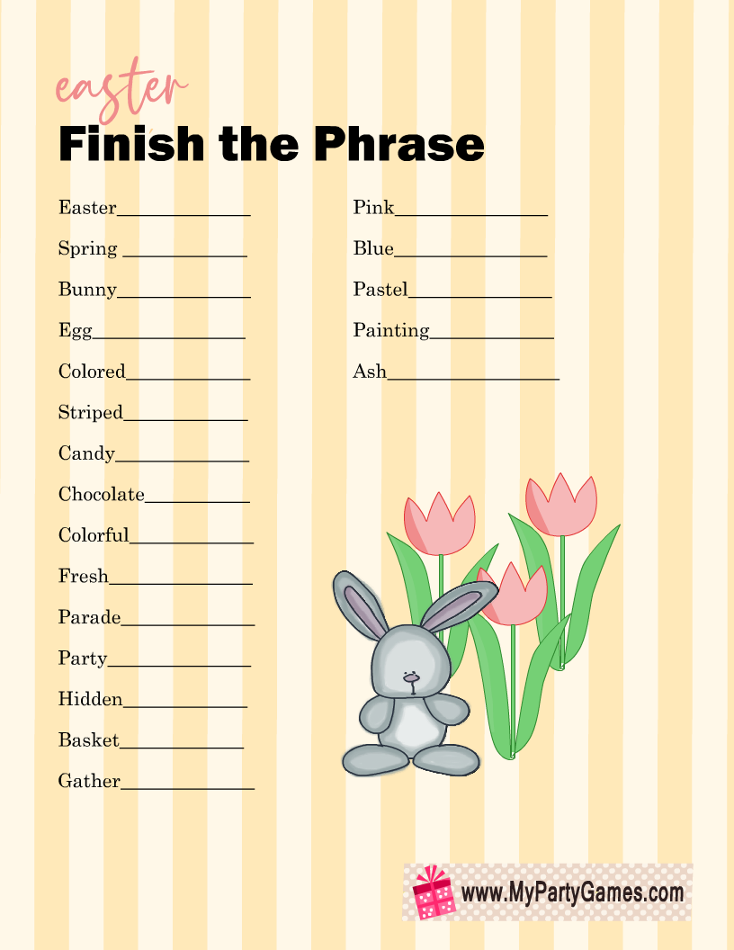Free Printable Finish The Phrase Game For Easter