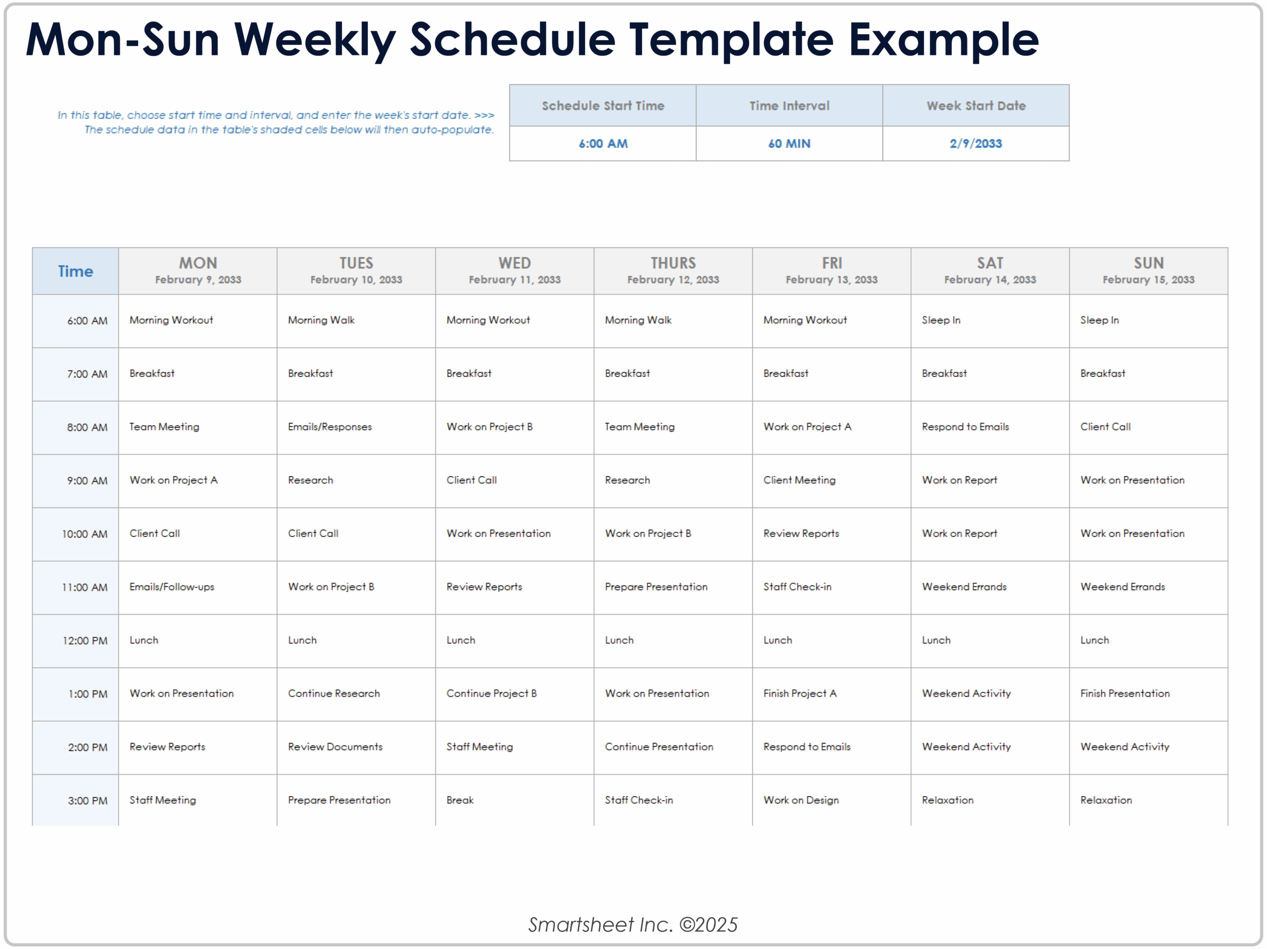 Free Weekly Schedule Templates For Excel Free Weekly Schedule Templates For Excel