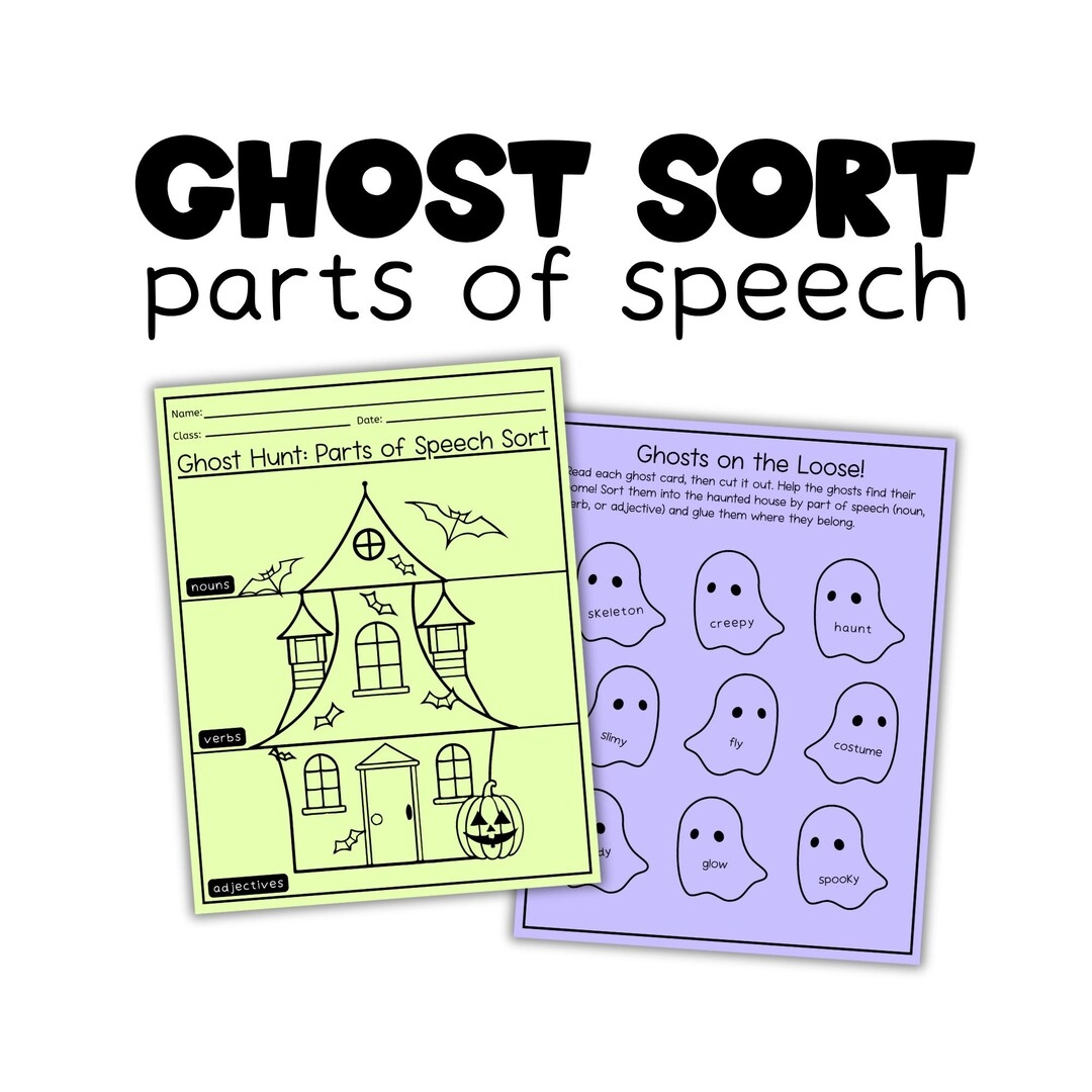 Halloween Grammar Sort Haunted House Parts Of Speech Activity Nouns Verbs Adjectives For 2nd 3rd Grade ELA Centers PDF Download Etsy