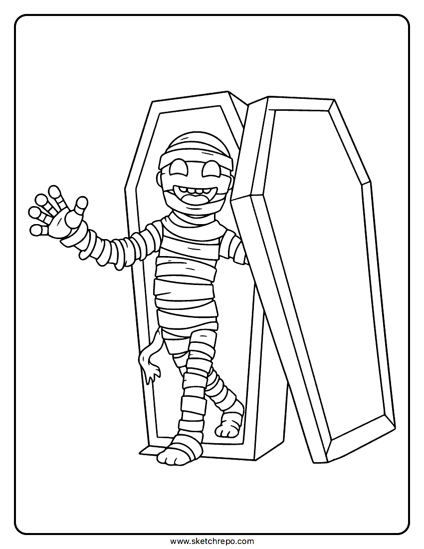 Halloween Mummy Coloring Page Sketch Repo