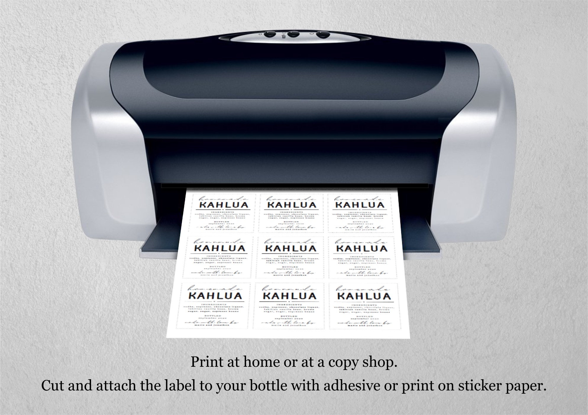 Homemade Kahlua Label Template Printable Gift Sticker Personalize Custom Editable PDF Digital File Instant Download DIY PDF