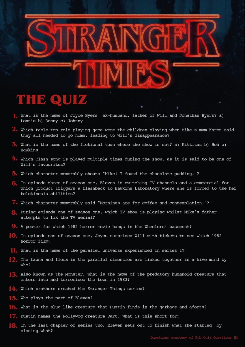 Just For Fun As We Try And Adapt To These Stranger Times We Ve Got A Stranger Things Themed Quiz To Keep You Occupied Over The Last Few Days Of The Easter Break