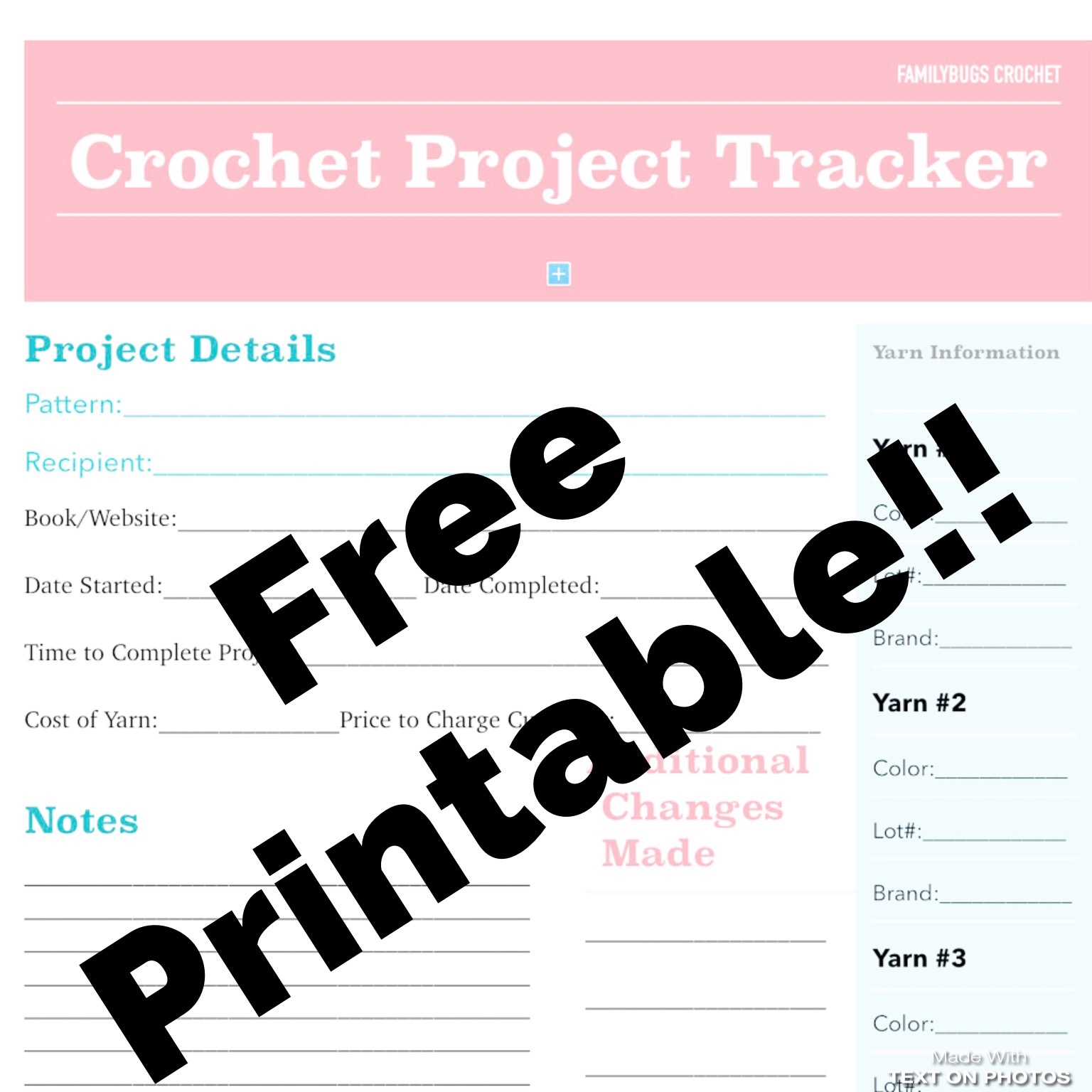 Keeping Track Of Projects Free Printable Family Bugs Crochet Designs