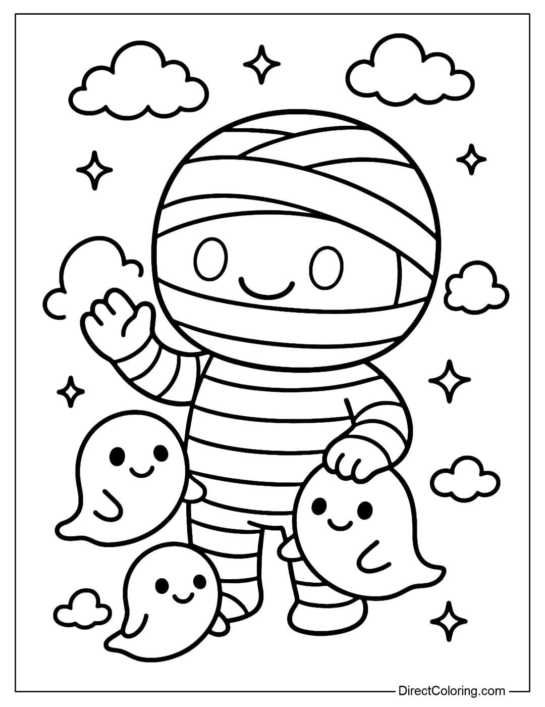 Halloween Mummy Coloring Page Sketch Repo