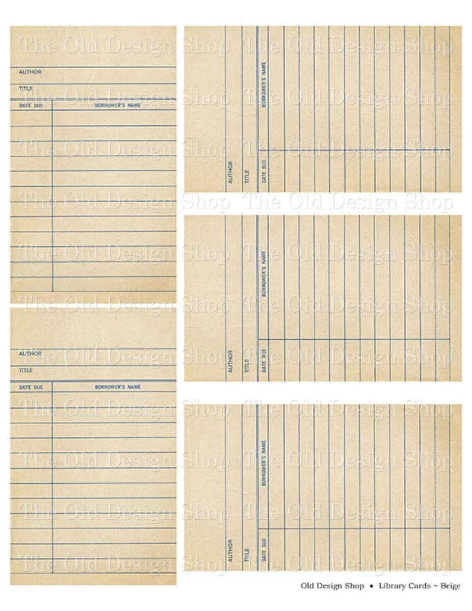 Printable Library Cards Beige Color Vintage Style Library Card For Junk Journals Cardmaking Supply Digital Collage Sheet JPG Format Etsy Israel
