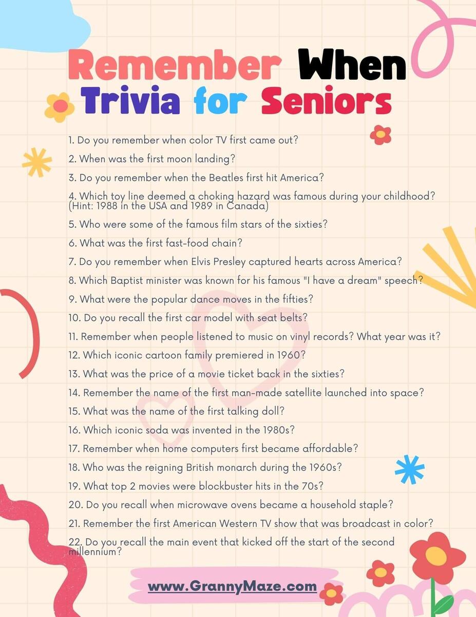 Remember When Trivia For Seniors Boost Your Brainpower Worksheets Library Remember When Trivia For Seniors Boost Your Brainpower Worksheets Library