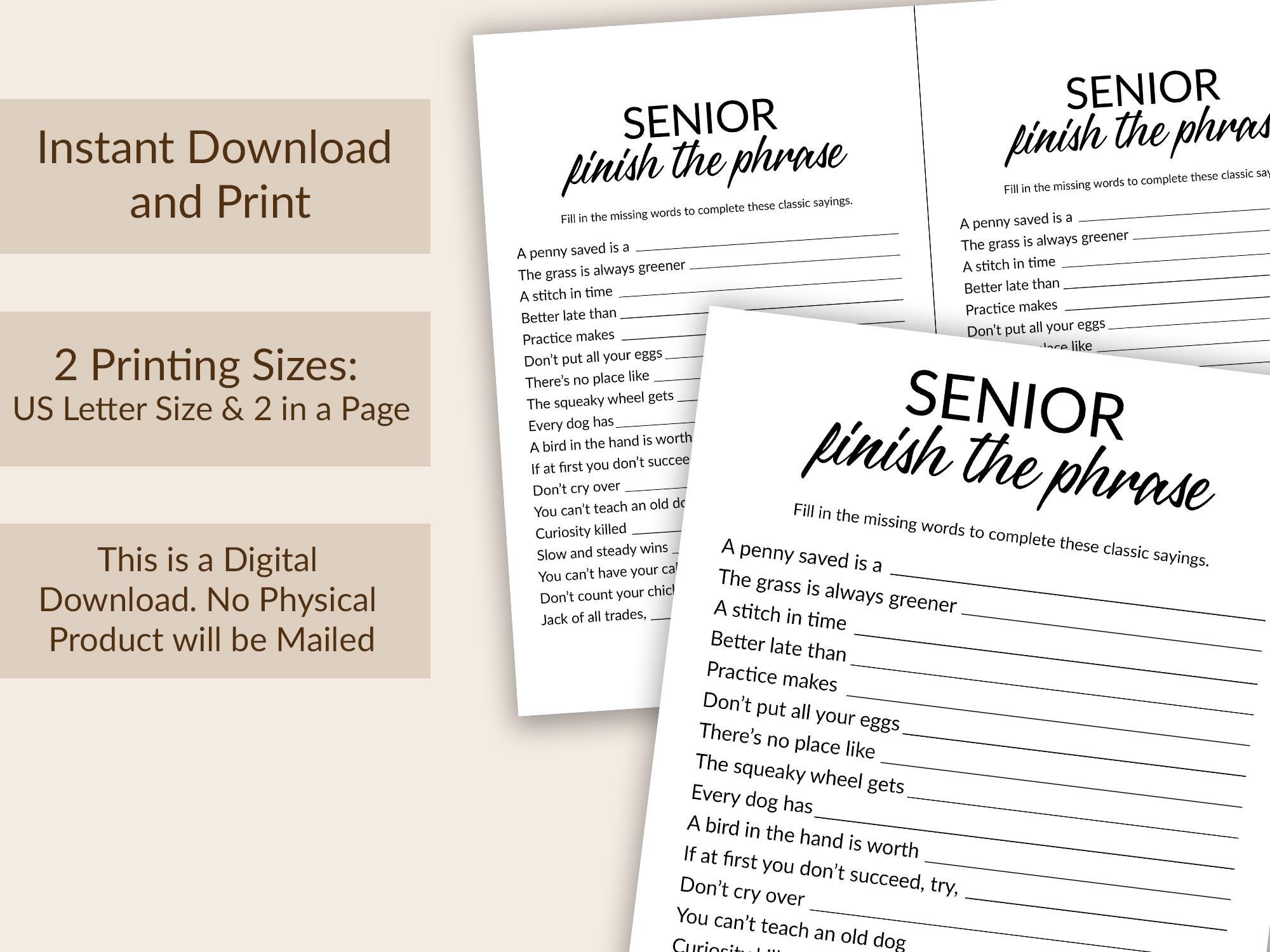 Free Printable Finish The Phrase Game For Easter