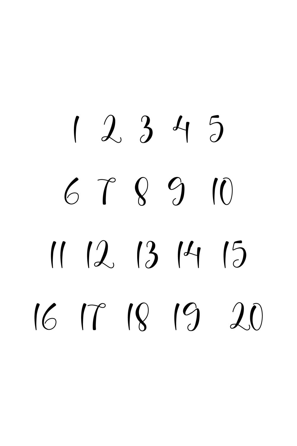 Set Of Free Printable Cursive Numbers 1 20 Set Of Free Printable Cursive Numbers 1 20