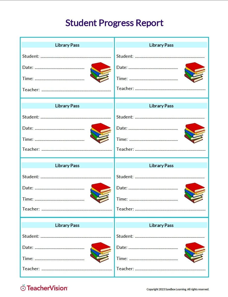 Student Library Passes TeacherVision