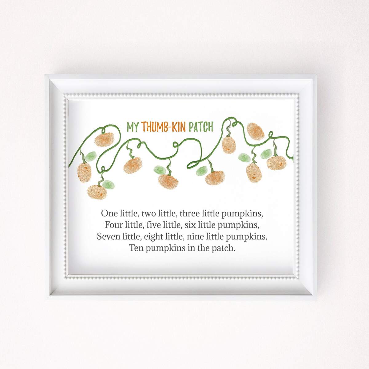 Ten Little Pumpkins Thumbprint Art Preschool Printable Kindergarten Craft Idea Autumn Homeschool Activity Fall Decor Instant Download Etsy