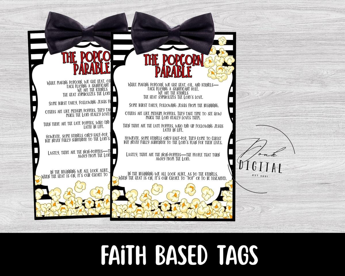 Popcorn Parable Printable Parable Of The Popcorn Lesson Popcorn Parable Gift Tags Handouts Christian Popcorn Parable Bible Lesson Etsy New Zealand