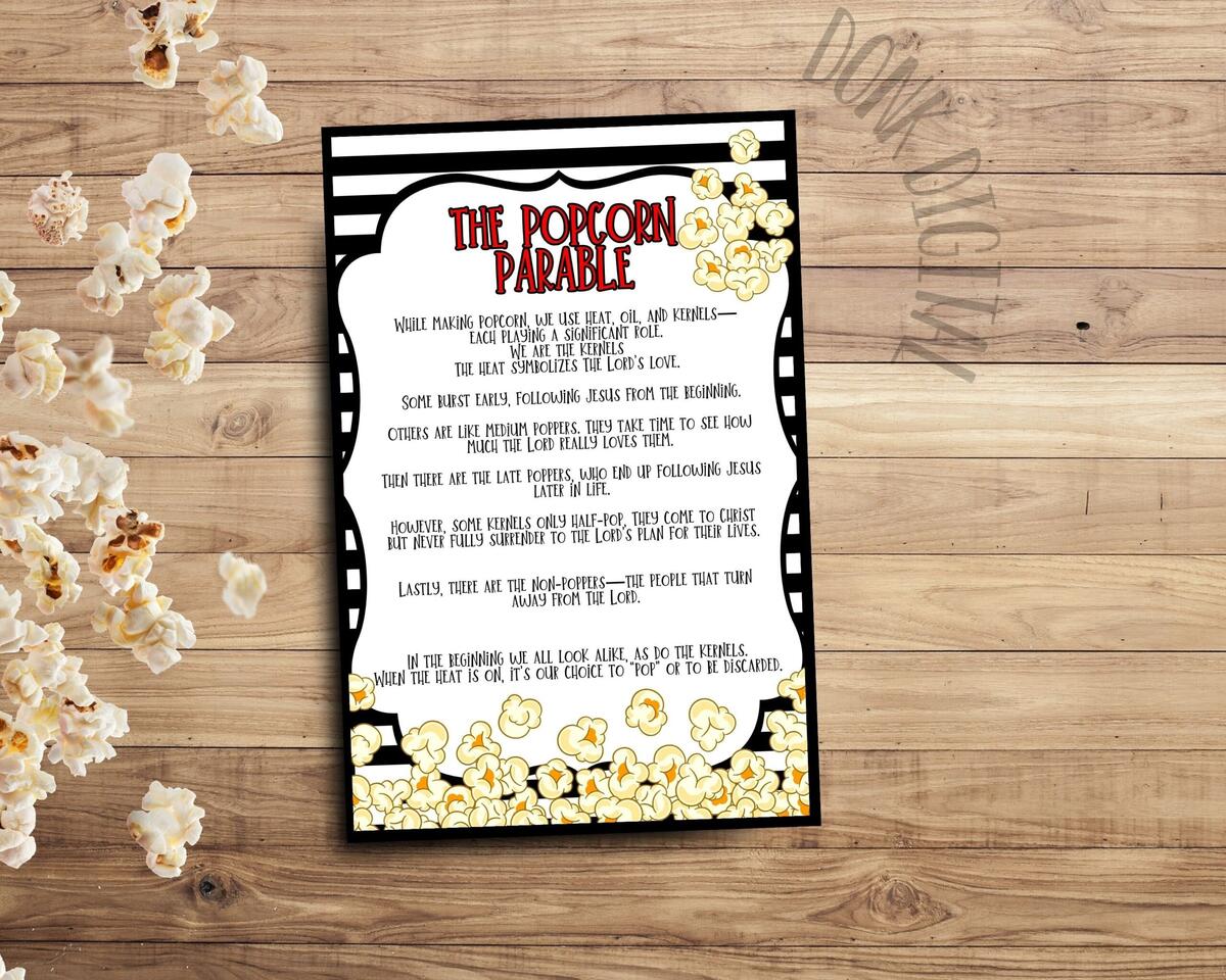 The POPCORN Parable Tag Printable PDF Etsy