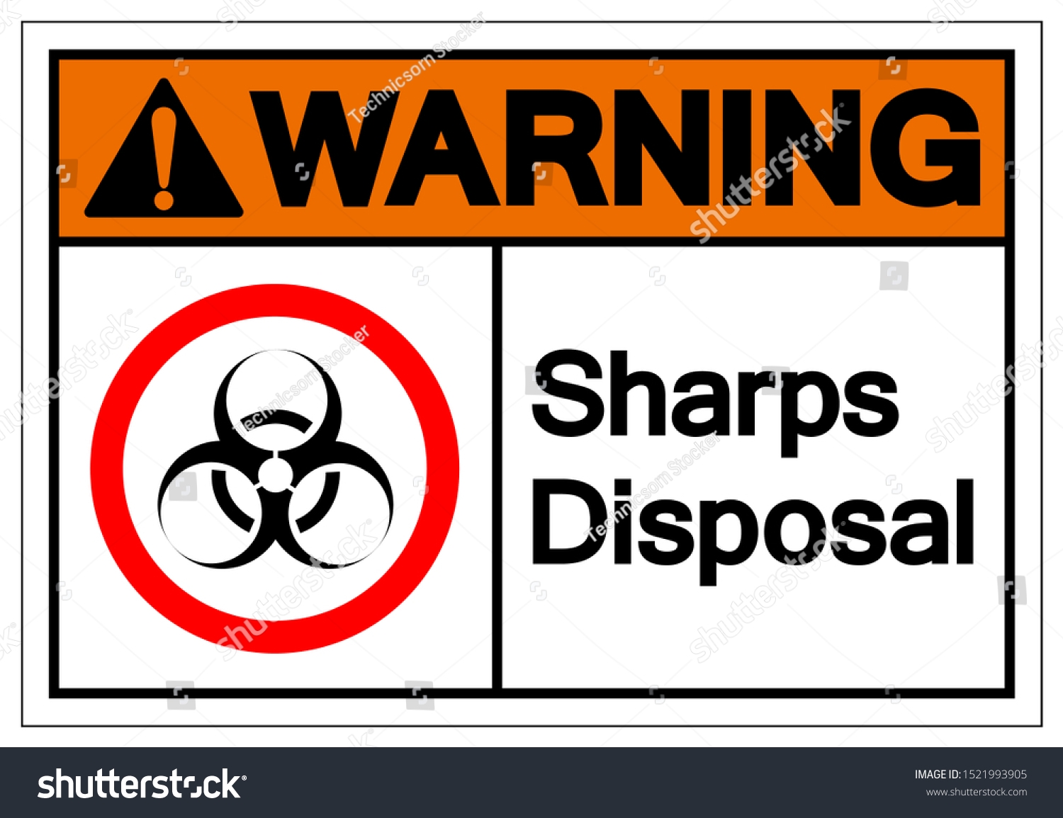 Warning Sharps Disposal Symbol Sign Vector Stock Vector Royalty Free 1521993905 Shutterstock